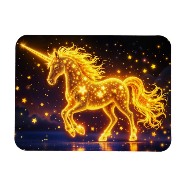 Animal unicorn fantasy gold luminous stars magnet (Horizontal)