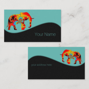 Animal Welfare - Elephant Silhouette Fractal 1 Business Card