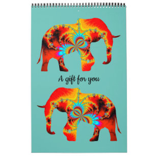 Animal Welfare - Elephant Silhouette Fractal 1 Calendar