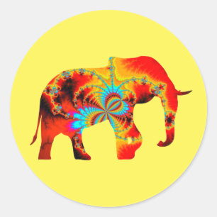 Animal Welfare - Elephant Silhouette Fractal 1 Classic Round Sticker