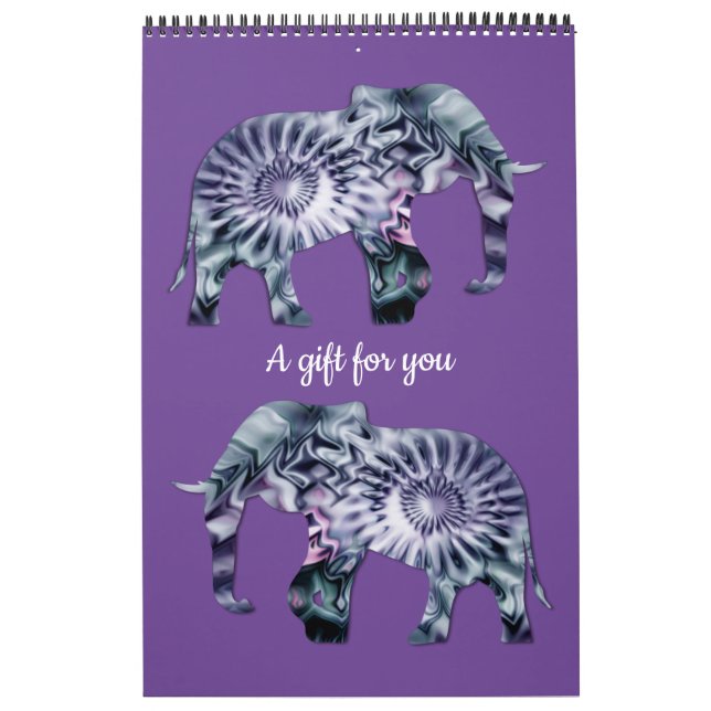 Animal Welfare - Elephant Silhouette Fractal 2 Calendar (Cover)