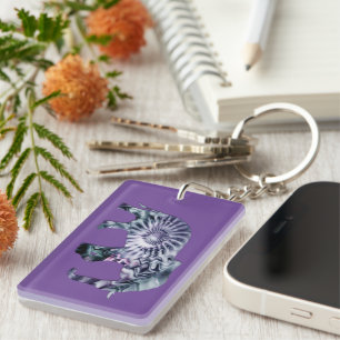 Animal Welfare - Elephant Silhouette Fractal 2 Keychain