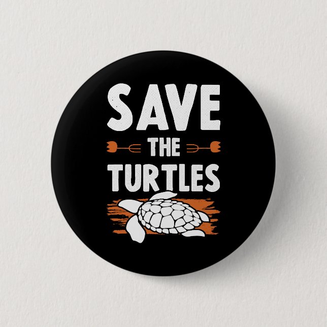 animal welfare turtle 2 inch round button (Front)