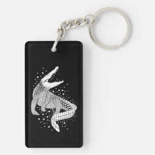 Animal White Silhouette - Crocodile Keychain