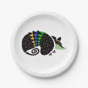 Animal - Wildlife - Cool hand drawn ARMADILLO - Paper Plate