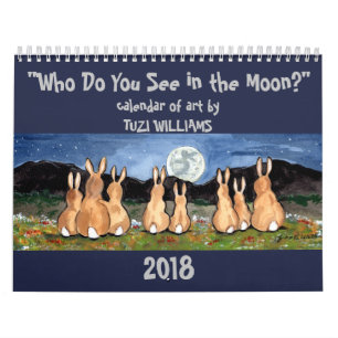 Animal Wildlife Moon Any Year Calendar Art Rabbit