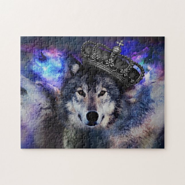 Animal wolf in crown jigsaw puzzle (Horizontal)