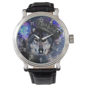 Animal wolf in crown watch