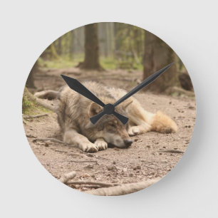 Animal Wolf Peace Love Wild Country Nature Round Clock
