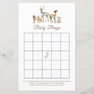Animal Woodland Baby Bingo Game