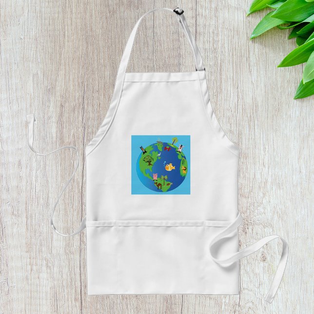 Animal World Map Cute Wildlife Illustration  Standard Apron (Creator Uploaded)