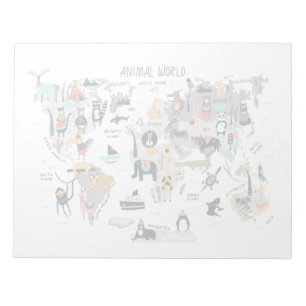 Animal World Map Notepad