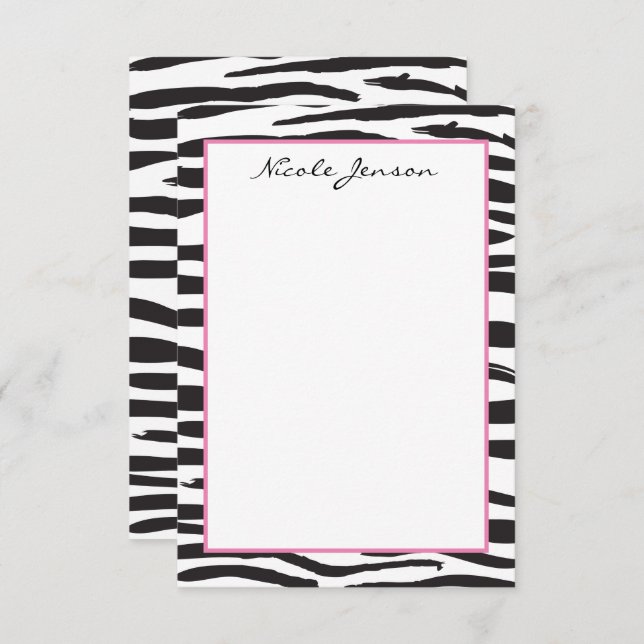Animal Zebra Print Personalized Note Cards (Front/Back)
