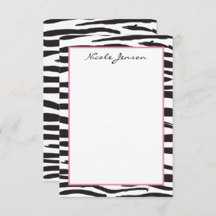 Animal Zebra Print Personalized Note Cards
