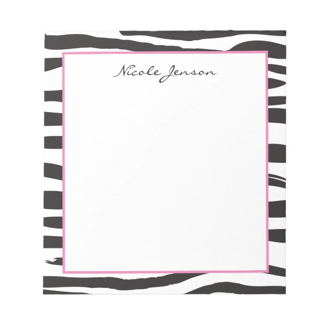 Animal Zebra Print Personalized Notepad (Front)