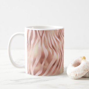 Animal Zebra Stripes Bright Pink Golden Bronze Coffee Mug