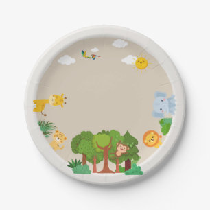 Animal zoo birthday party paper plate