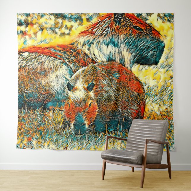 AnimalArt_Capybara_004 Tapestry (In Situ (Horizontal))