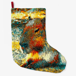 AnimalArt_Capybara_006 Large Christmas Stocking
