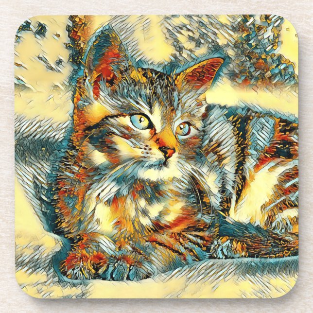 AnimalArt_Cat_015 Coaster (Front)