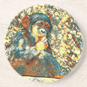 AnimalArt_Chimpanzee_005 Coaster