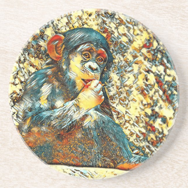 AnimalArt_Chimpanzee_005 Coaster (Front)