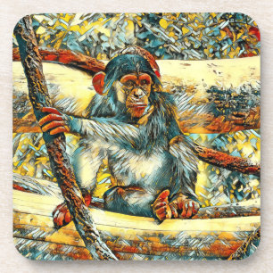 AnimalArt_Chimpanzee_011 Coaster