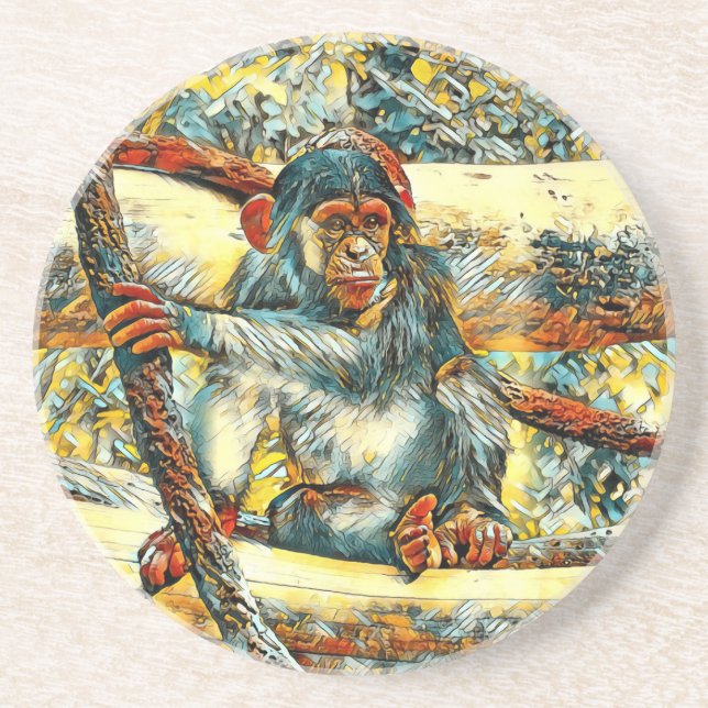 AnimalArt_Chimpanzee_011 Coaster (Front)