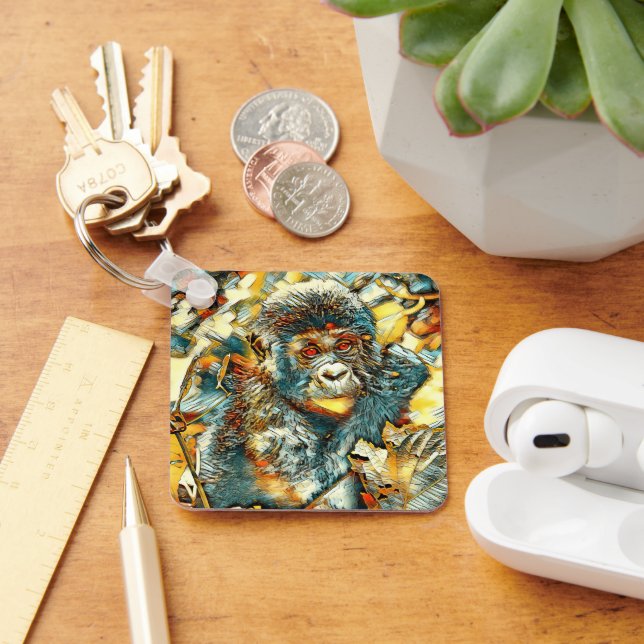 AnimalArt_Gorilla_005 Keychain (Desk)