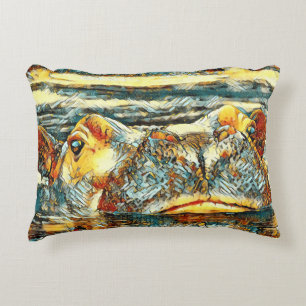 AnimalArt_Hippo_001 Accent Pillow