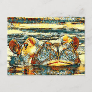 AnimalArt_Hippo_001 Postcard