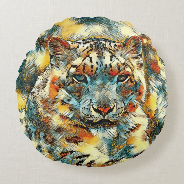 AnimalArt_Leopard_001 Round Pillow (Front)
