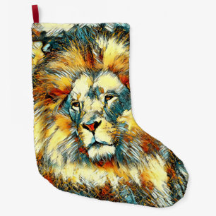 AnimalArt_Lion_07 Large Christmas Stocking