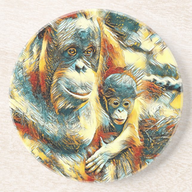 AnimalArt_OrangUtan_015 Coaster (Front)