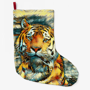AnimalArt_Tiger_010 Large Christmas Stocking