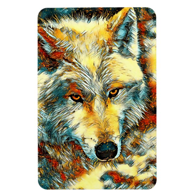 AnimalArt_Wolf_003 Magnet (Vertical)