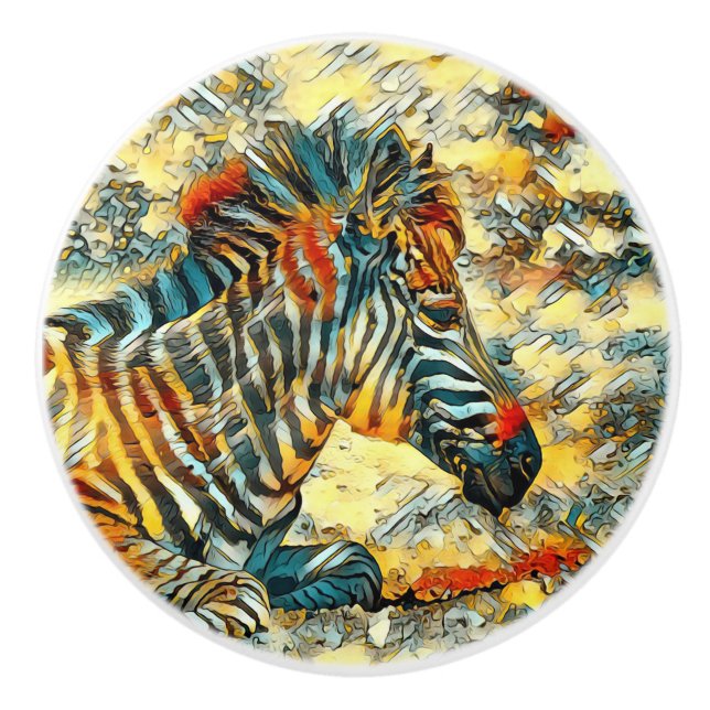 AnimalArt_Zebra_001 Ceramic Knob (Front)