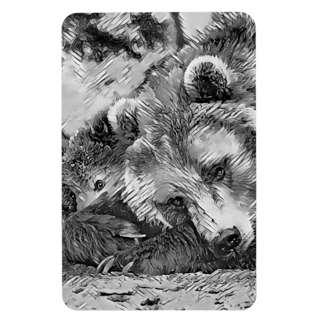 AnimalArtBW_Bear_002 Magnet (Vertical)