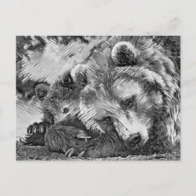 AnimalArtBW_Bear_002 Postcard (Front)