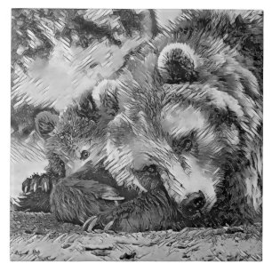 AnimalArtBW_Bear_002 Tile