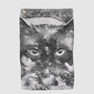 AnimalArtBW_Cat_003 Golf Towel