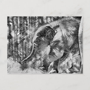 AnimalArtBW_Elephant_001 Postcard