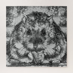 AnimalArtBW_Hamster_001 Jigsaw Puzzle