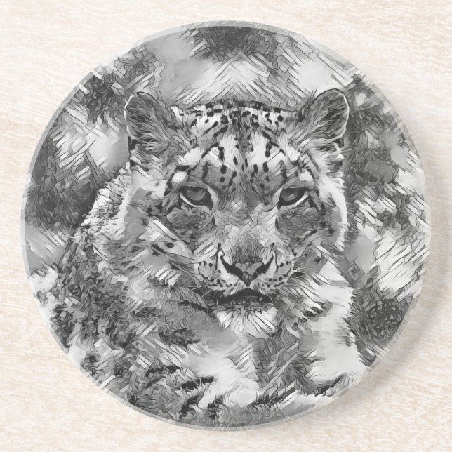 AnimalArtBW_Leopard_001 Coaster (Front)