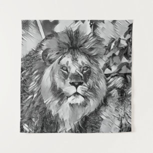 AnimalArtBW_Lion_008 Tapestry