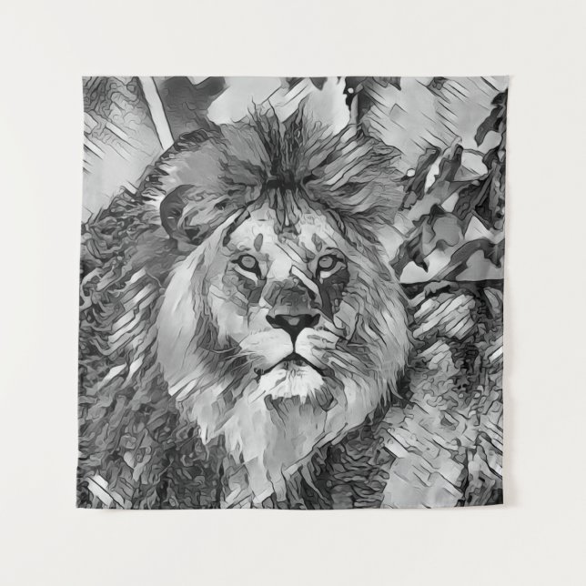 AnimalArtBW_Lion_008 Tapestry (Front)