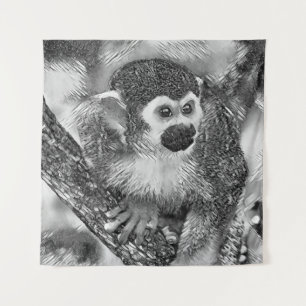 AnimalArtBW_Monkey_002 Tapestry