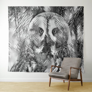 AnimalArtBW_Owl_001 Tapestry