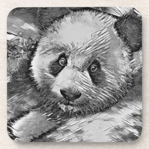 AnimalArtBW_Panda_001 Coaster