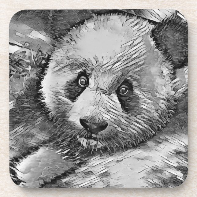 AnimalArtBW_Panda_001 Coaster (Front)